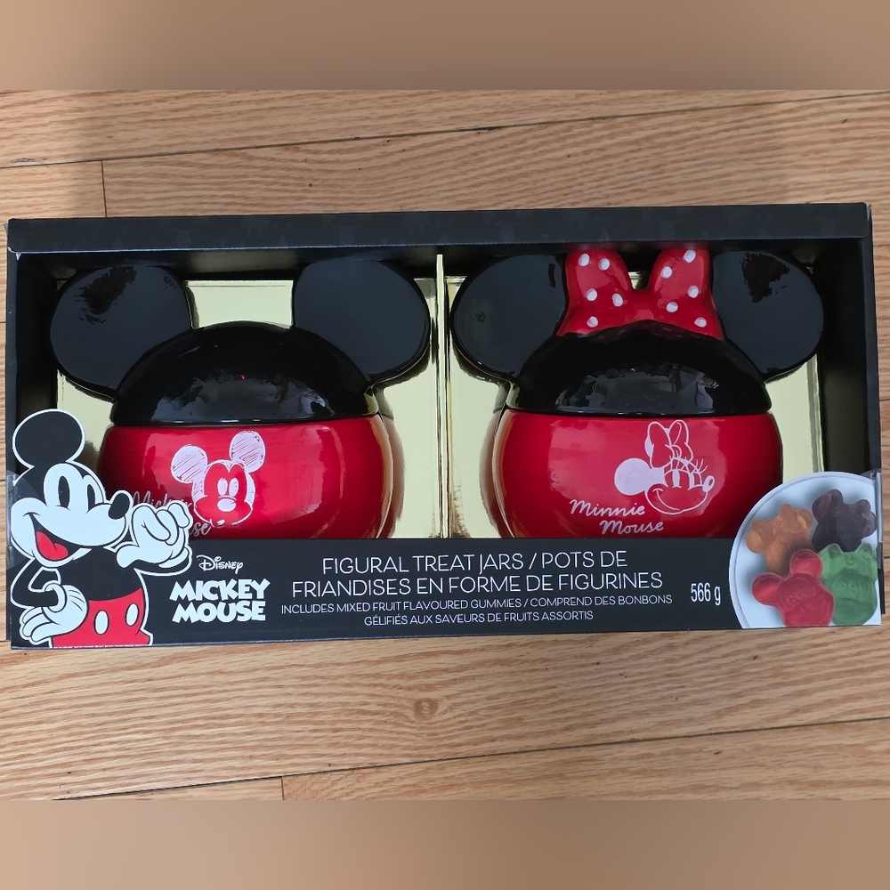 Disney Mickey and Minnie Mouse Red and Black Treat Jars